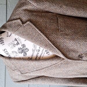 Vintage Harris Tweed Virgin Wool Blazer Brown Gold Blue Cream Mens Size XL